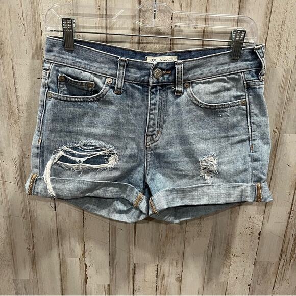 MADEWELL Rip & Repair Denim Boyfriend Distressed Shorts Style C1734 - Picture 2 of 7